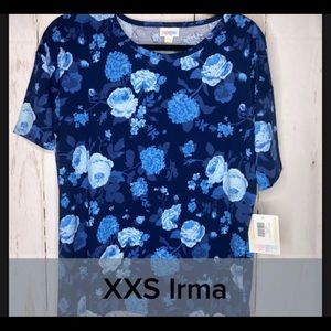 Nwt Xxs Irma Tunic Beautiful Blue Floral Runs Big Loose Oversized High-Low Hem
